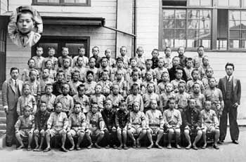 Ikeda in elementary school class