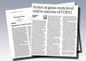 21 de diciembre de 2015, Japan Times, empatía como factor clave ante el desafío del cambio climático, COP21